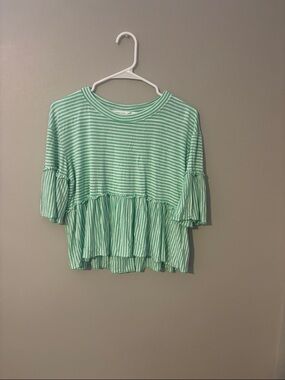 Altar'd State Mint Green & White Striped Tee